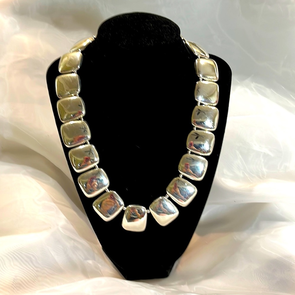 925 Sterling Silver - Vintage Shiny Hollow Square Link Chain